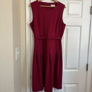 Calvin Klein burgundy Red Sleeveless A-Line Midi Dress size 16